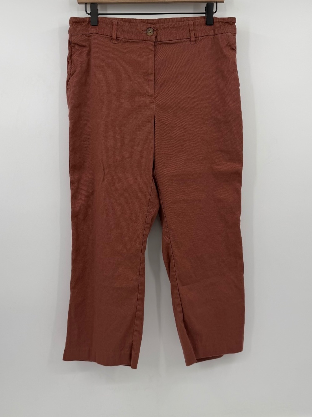 J Jill Pants Women 12 Pink Mauve Linen Stretch Cropped Coastal Boho Nautical